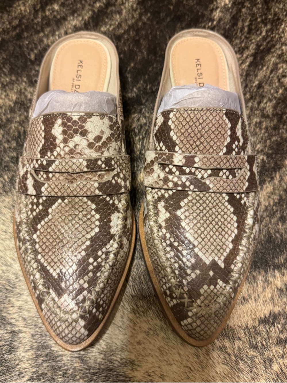 Kelsi Dagger Snakeskin Mules